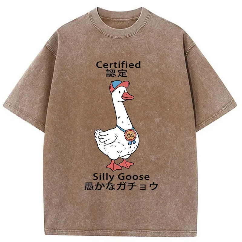 Tokyo-Tiger Certified Funny Silly Goose  Washed T-Shirt