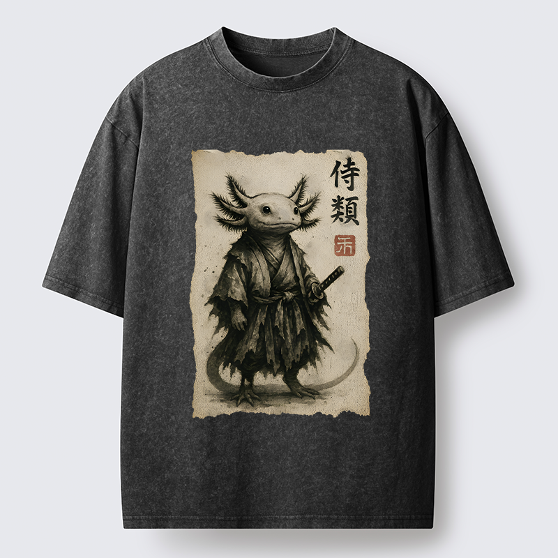 Tokyo-Tiger Salamander Japanese Samurai Washed T-Shirt