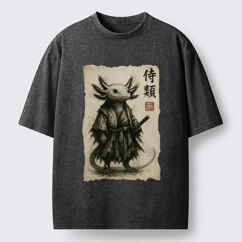 Tokyo-Tiger Salamander Japanese Samurai Washed T-Shirt