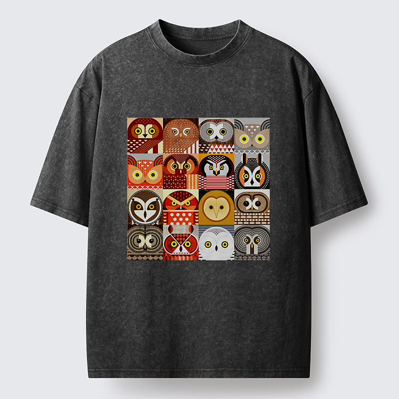Tokyo-Tiger All Kinds Of Owls Washed T-Shirt