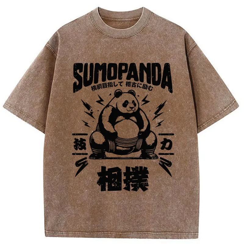 Tokyo-Tiger Japanese Sumo Panda Washed T-Shirt
