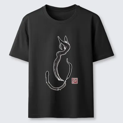 Tokyo-Tiger Minimalist Cat Ink Classic T-Shirt