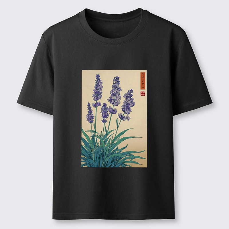 Tokyo-Tiger Japanese Art Lavender Flower Classic T-Shirt