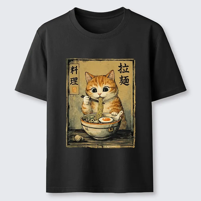 Tokyo-Tiger Retro Ginger Cat Ramen Classic T-Shirt