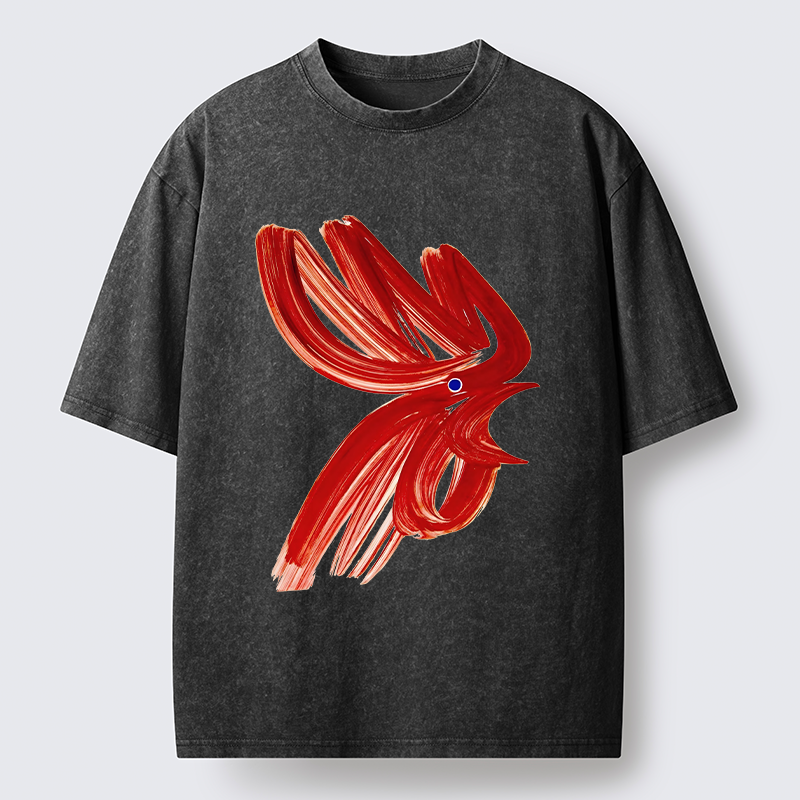 Tokyo-Tiger Calligraphy Art Chicken Washed T-Shirt