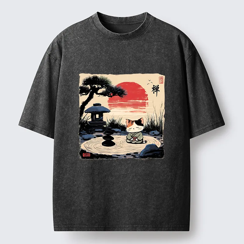 Tokyo-Tiger Zen-like Scenery Washed T-Shirt