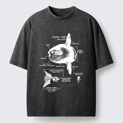 Tokyo-Tiger Sunfish Funny Washed T-Shirt