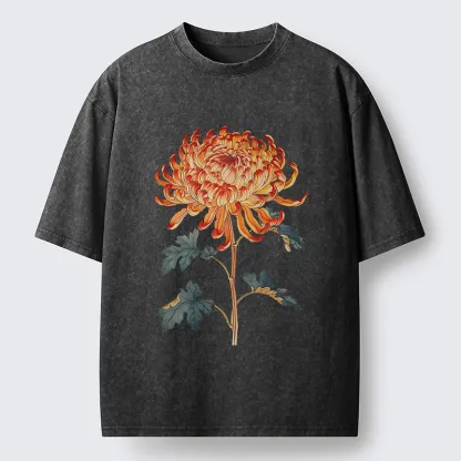 Tokyo-Tiger Japanese Chrysanthemum Washed T-Shirt