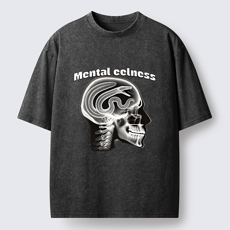 Tokyo-Tiger Mental Eelness Funny Washed T-Shirt