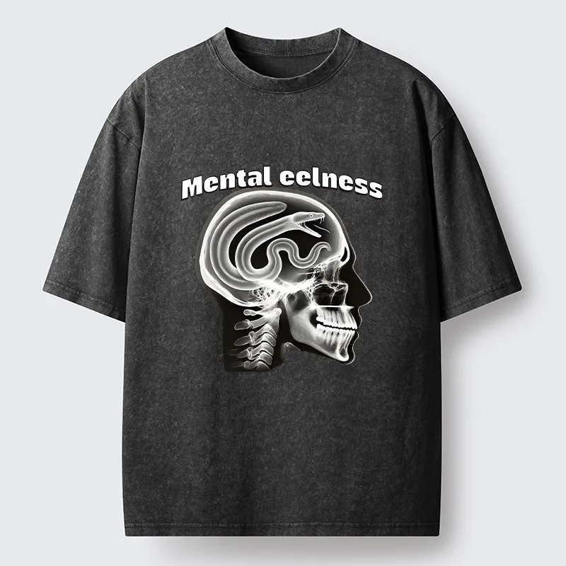 Tokyo-Tiger Mental Eelness Funny Washed T-Shirt