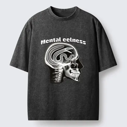 Tokyo-Tiger Mental Eelness Funny Washed T-Shirt