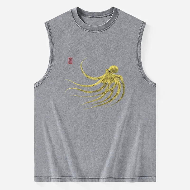 Tokyo-Tiger Retro Octopus Japanese Washed Tank Sale