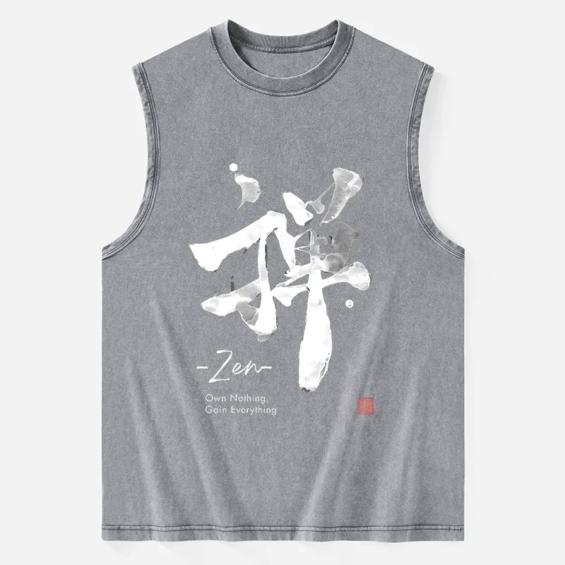 Tokyo-Tiger Zen Texts Washed Tank