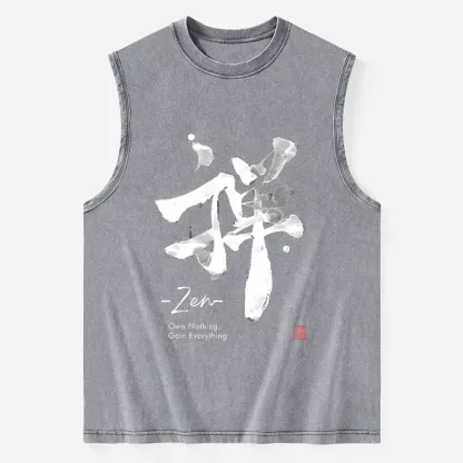 Tokyo-Tiger Zen Texts Washed Tank