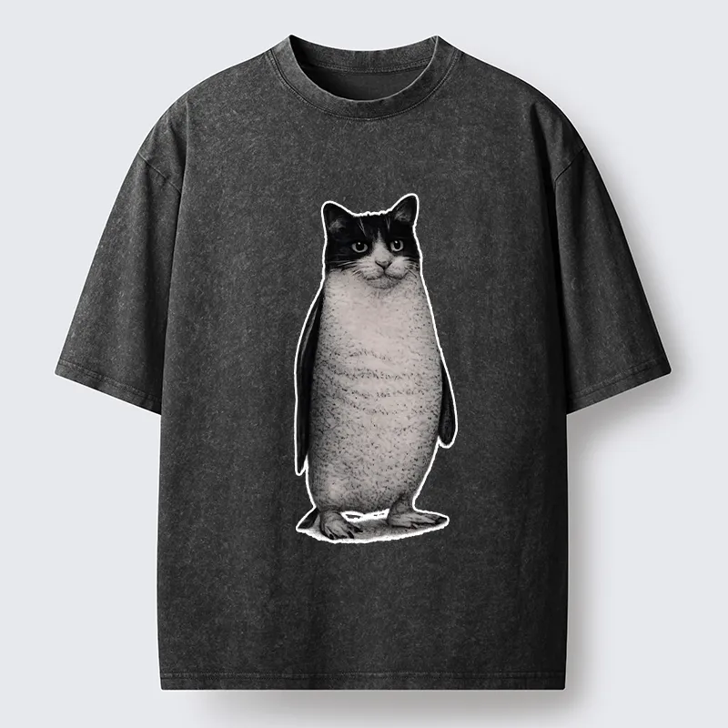 Tokyo-Tiger Penguin Cat Washed T-Shirt