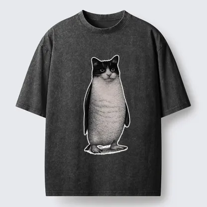Tokyo-Tiger Penguin Cat Washed T-Shirt