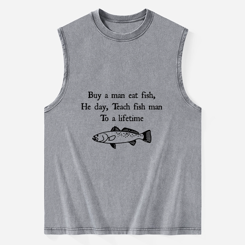 Tokyo-Tiger Man Eat Fish Meme Washed Tank