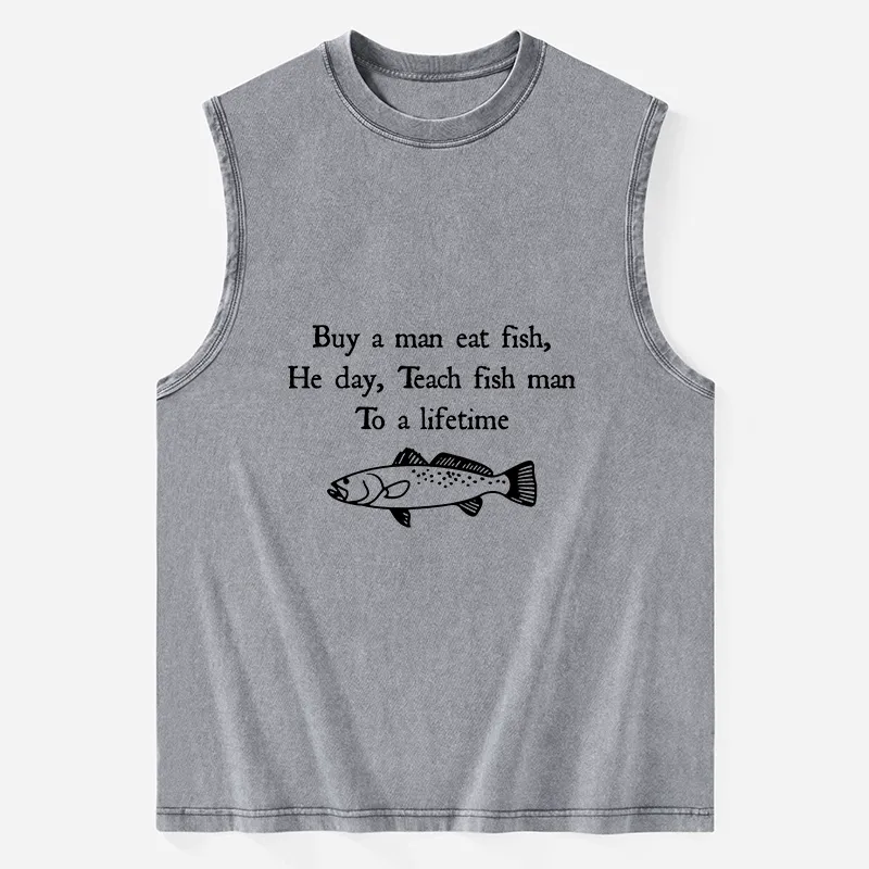 Tokyo-Tiger Man Eat Fish Meme Washed Tank