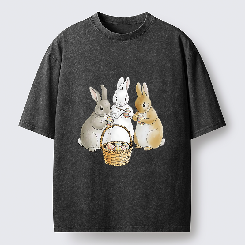 Tokyo-Tiger Rabbit Decorating Eggs Washed T-Shirt