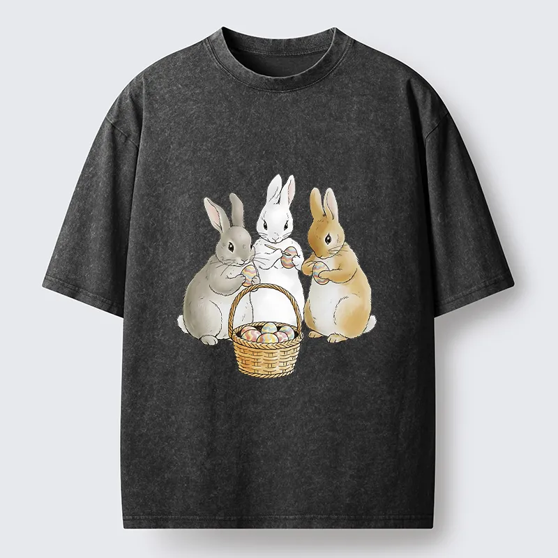 Tokyo-Tiger Rabbit Decorating Eggs Washed T-Shirt Sale