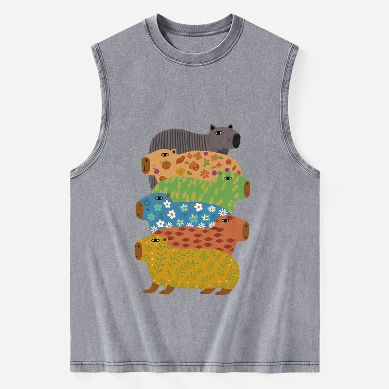 Tokyo-Tiger Colorful Capybaras Washed Tank