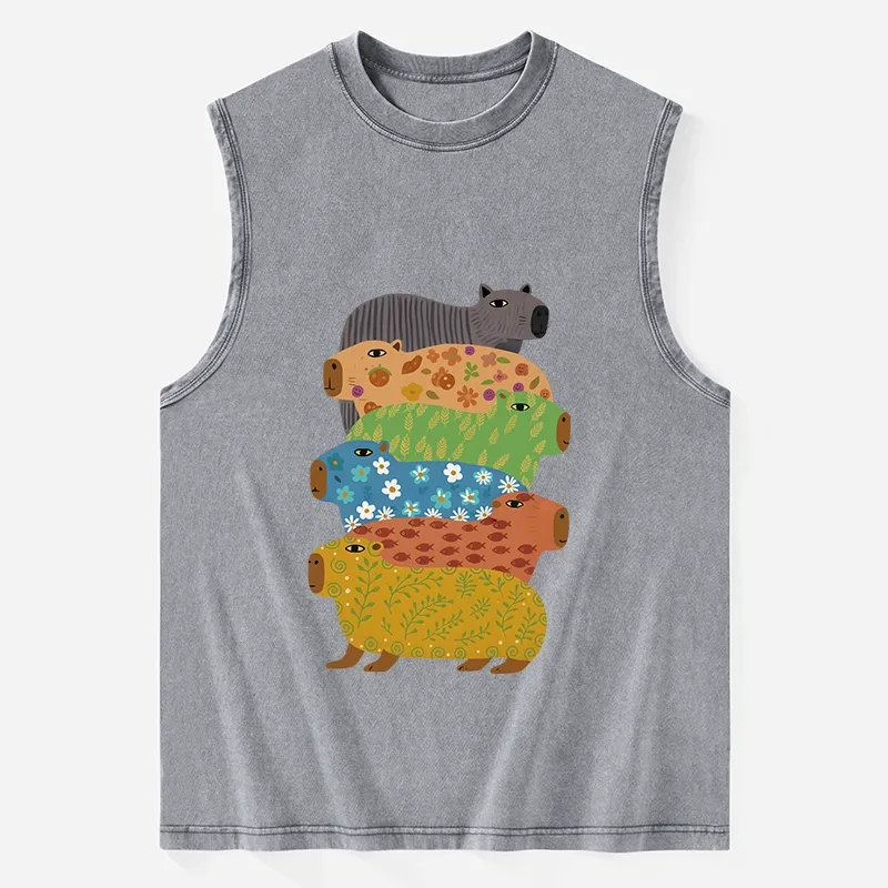 Tokyo-Tiger Colorful Capybaras Washed Tank