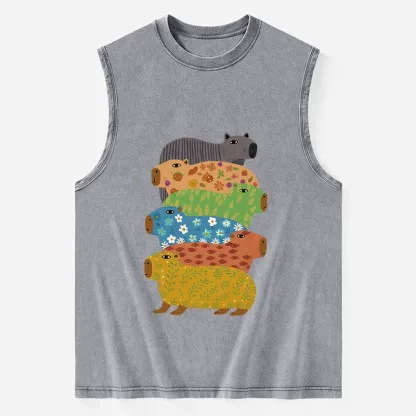 Tokyo-Tiger Colorful Capybaras Washed Tank