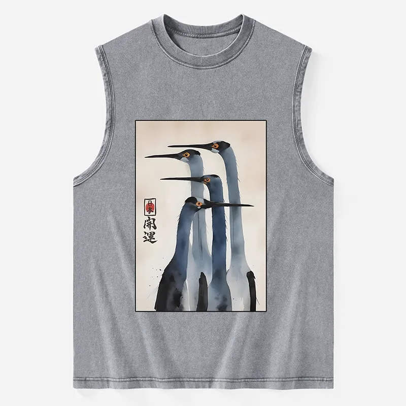 Tokyo-Tiger Retro Sandhill Crane Washed Tank