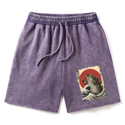 Tokyo-Tiger Catzilla Is Causing Destruction Washed Shorts