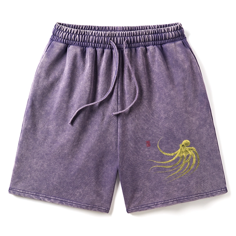 Tokyo-Tiger Retro Octopus Japanese Washed Shorts