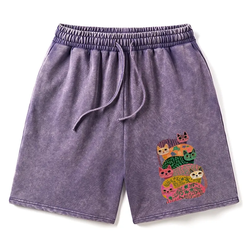 Tokyo-Tiger Colorful Cats Washed Shorts
