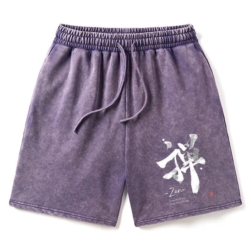 Tokyo-Tiger Zen Texts Washed Shorts