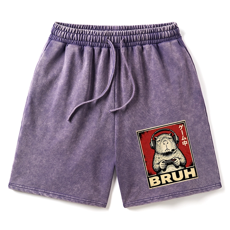 Tokyo-Tiger Funny Capybara Playing Games Washed Shorts