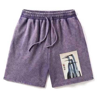 Tokyo-Tiger Retro Sandhill Crane Washed Shorts