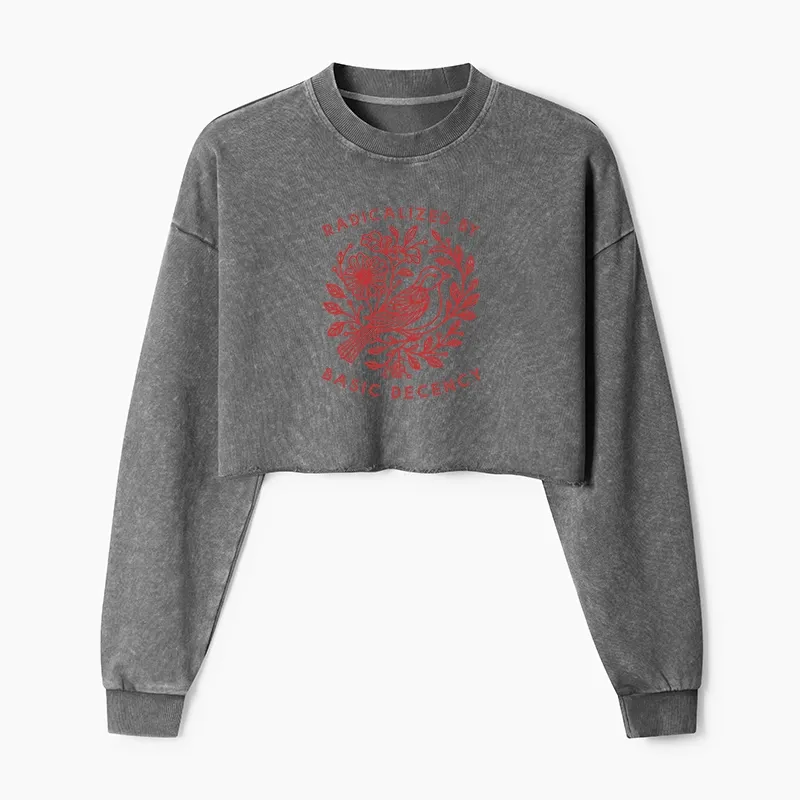 Tokyo-Tiger Pigeon That Was Moved Washed Crop Sweatshirt