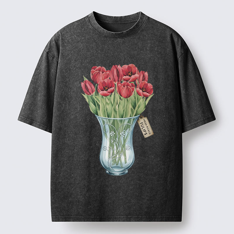 Tokyo-Tiger A Bunch Of Tulips Washed T-Shirt