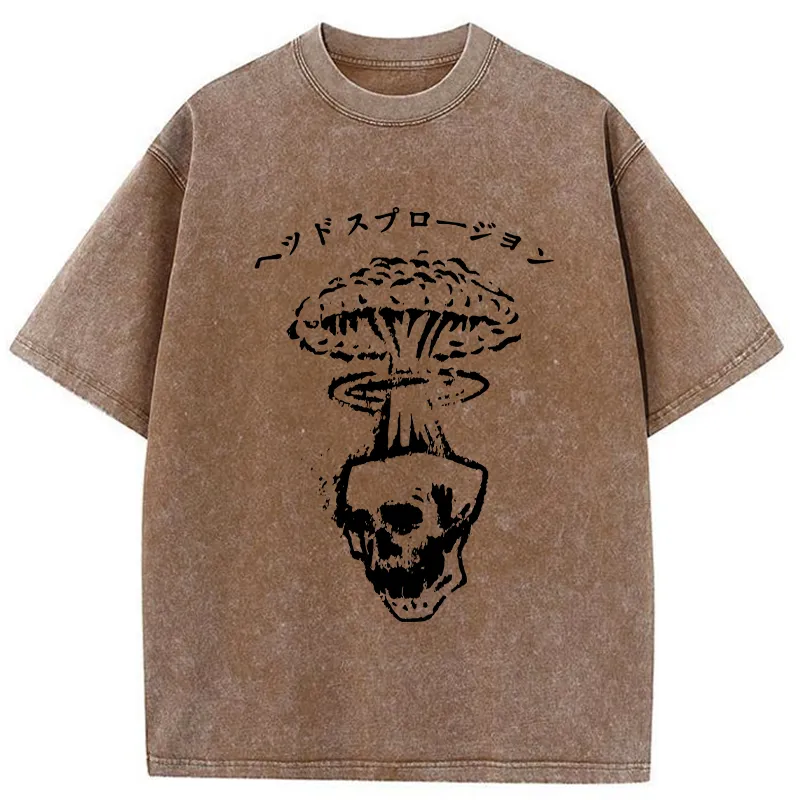 Tokyo-Tiger Head Explosion Washed T-Shirt