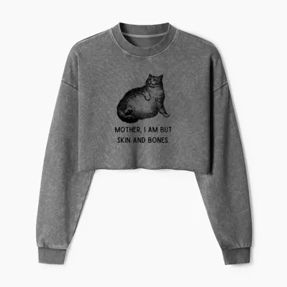 Tokyo-Tiger Skin & Bones Cat Washed Crop Sweatshirt