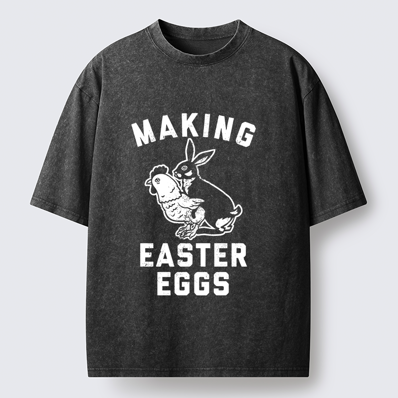 Tokyo-Tiger Making Eggs Easter Washed T-Shirt