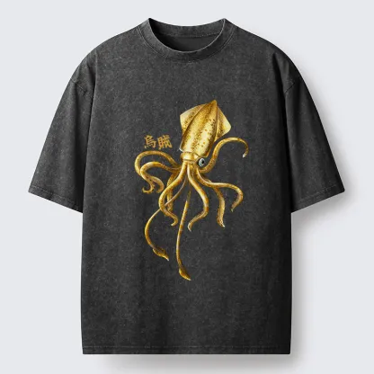 Tokyo-Tiger Squid Ink Painting Washed T-Shirt