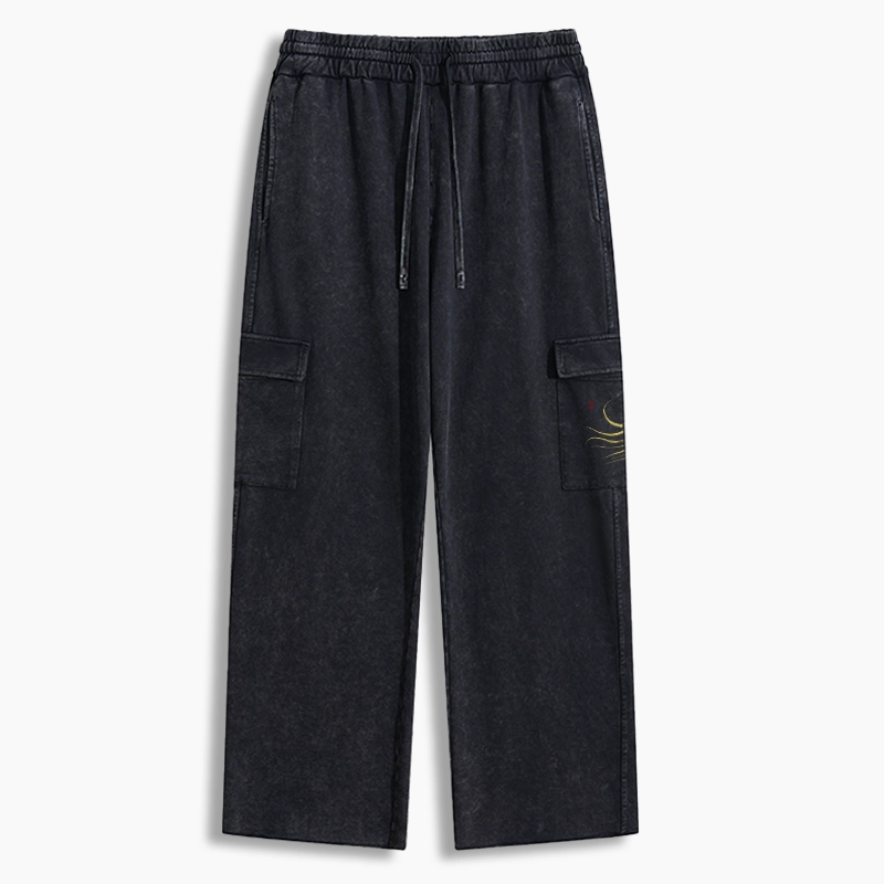 Tokyo-Tiger Retro Octopus Japanese Washed Utility Sweatpants