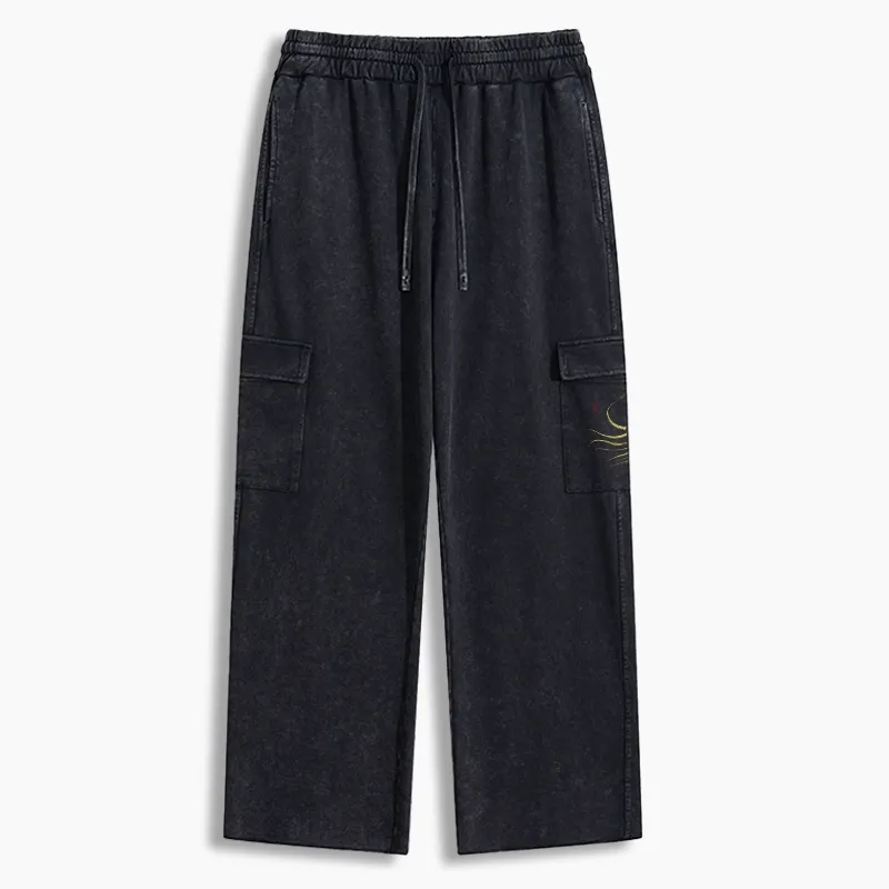 Tokyo-Tiger Retro Octopus Japanese Washed Utility Sweatpants Sale