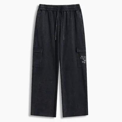 Tokyo-Tiger Man Eat Fish Meme Washed Utility Sweatpants