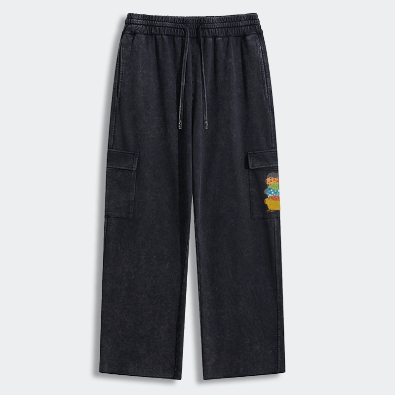 Tokyo-Tiger Colorful Capybaras Washed Utility Sweatpants