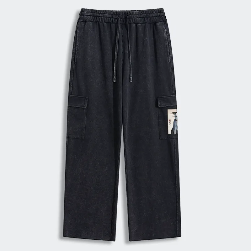 Tokyo-Tiger Retro Sandhill Crane Washed Utility Sweatpants Sale
