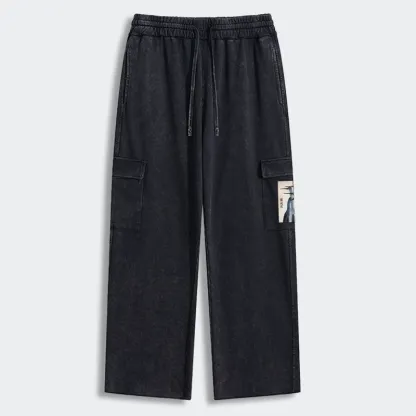 Tokyo-Tiger Retro Sandhill Crane Washed Utility Sweatpants