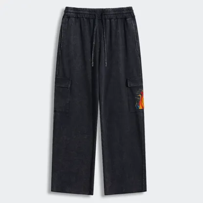 Tokyo-Tiger Various Types Of Cranes Washed Utility Sweatpants