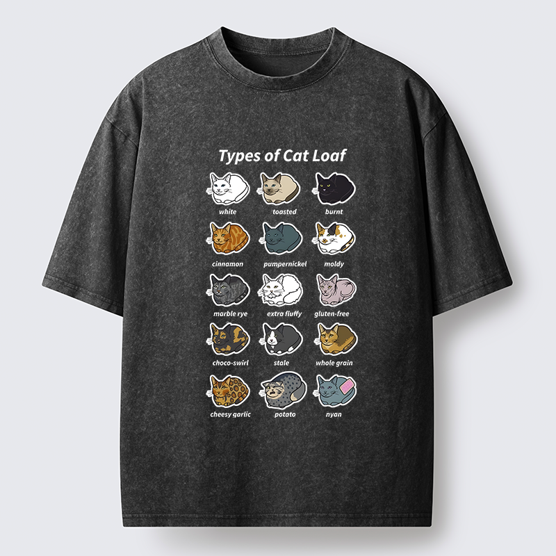 Tokyo-Tiger Various Cat-shaped Breads Washed T-Shirt