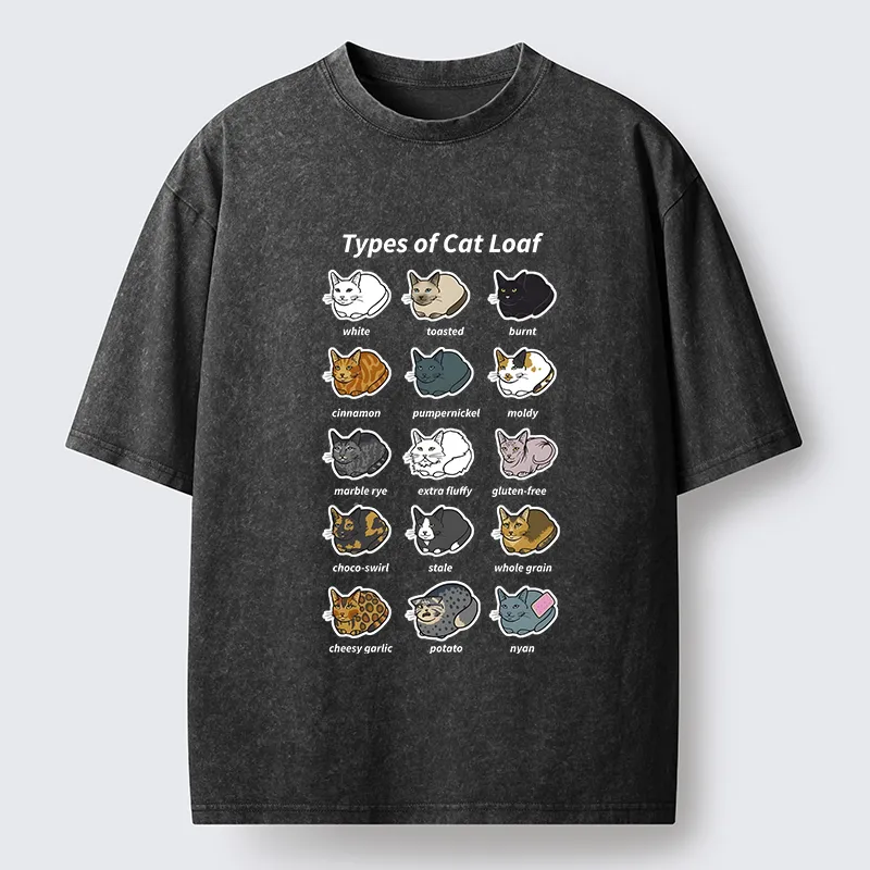 Tokyo-Tiger Various Cat-shaped Breads Washed T-Shirt