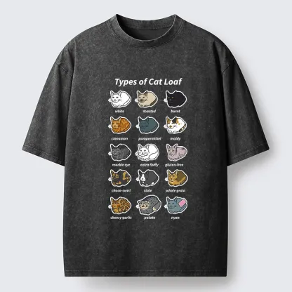 Tokyo-Tiger Various Cat-shaped Breads Washed T-Shirt
